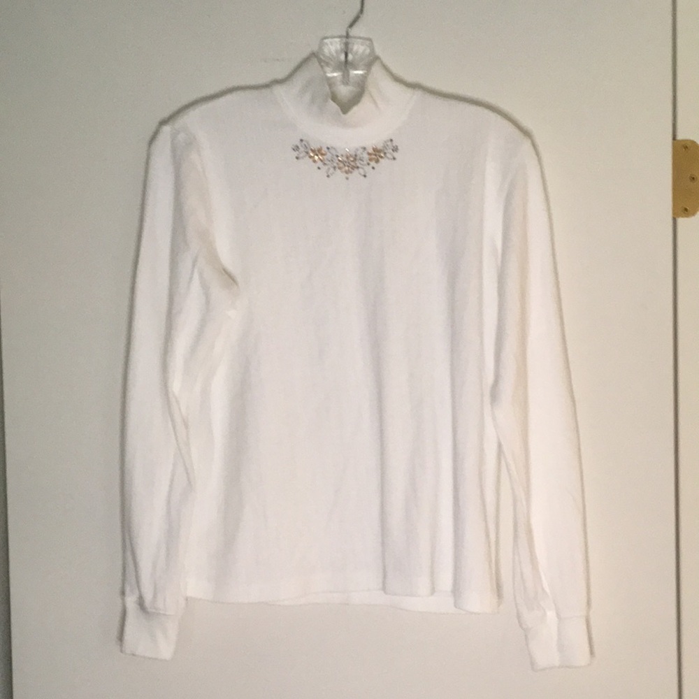 ALFRED DUNNER | MOCK TURTLENECK EMBELLISHED JERSEY